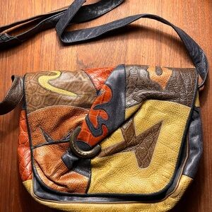 Vintage Sharif leather patchwork crossbody handbag